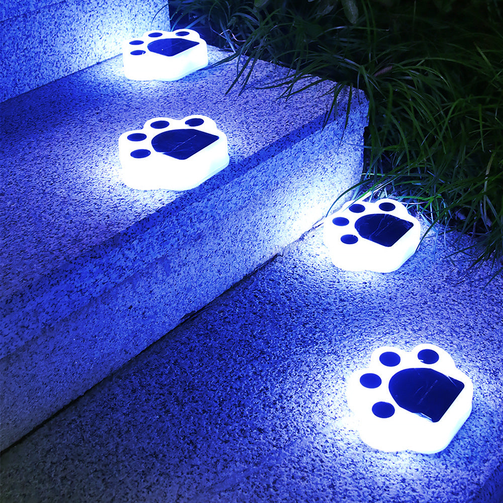 Solar Paw Print Garden Lights - Waterproof LED Decorative Pathway Lights (Auto On/Off)