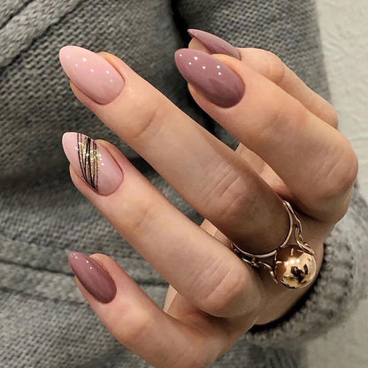 Elegant Almond Lotus Pink Press-On Nails