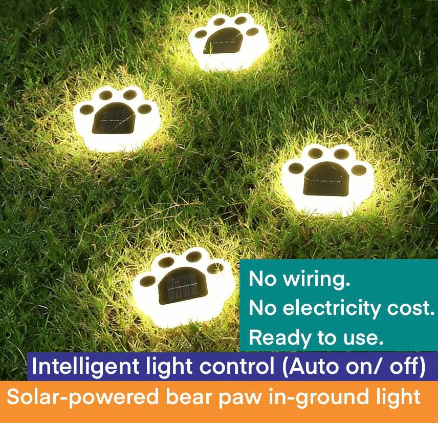 Solar Paw Print Garden Lights - Waterproof LED Decorative Pathway Lights (Auto On/Off)
