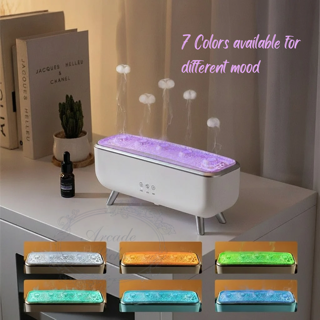 Dynamic Jellyfish Flame Diffuser – Sound-Activated 3D Smoke Ring Humidifier