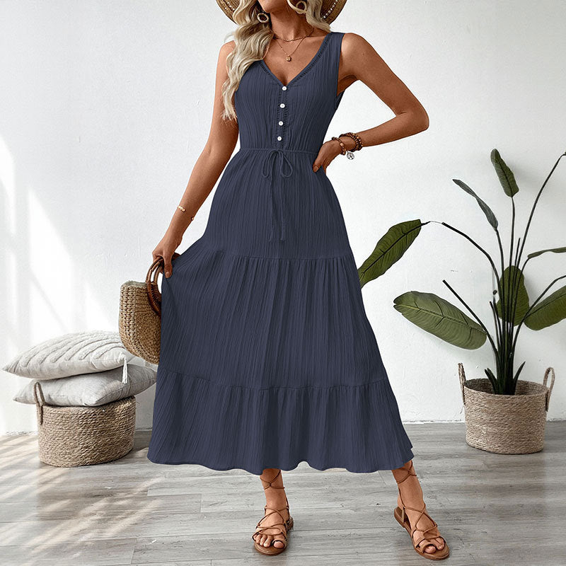 Elysian Sand | Textured Sleeveless Tiered Resort Maxi