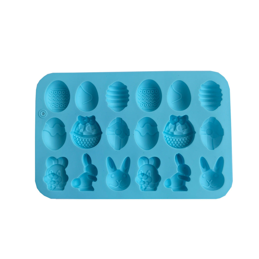 18-Cavity Easter Silicone Mold – Bunny & Egg Shapes for Chocolate, Candy, and Soap