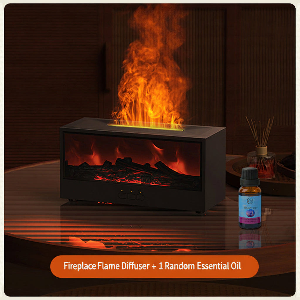 Serene Hearth | 3D Flame Simulation Aroma Diffuser & Humidifier