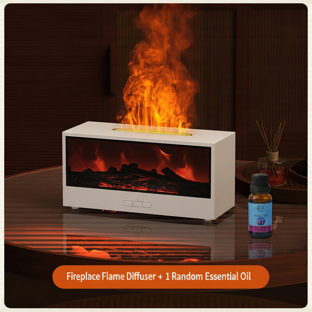 Serene Hearth | 3D Flame Simulation Aroma Diffuser & Humidifier