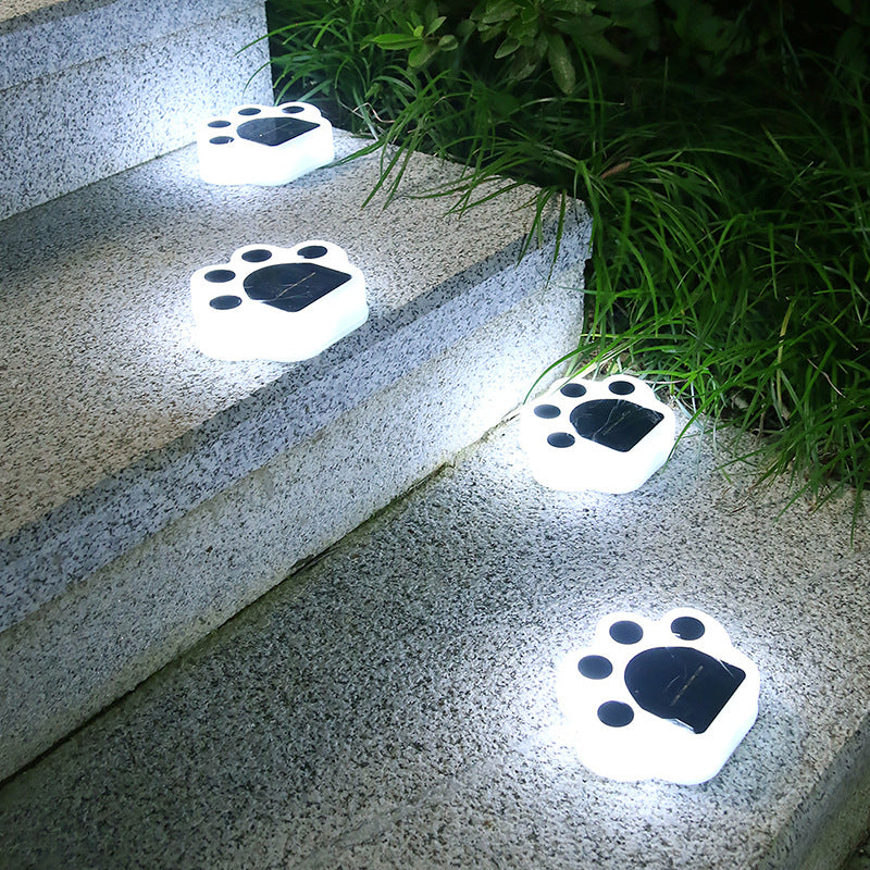 Solar Paw Print Garden Lights - Waterproof LED Decorative Pathway Lights (Auto On/Off)