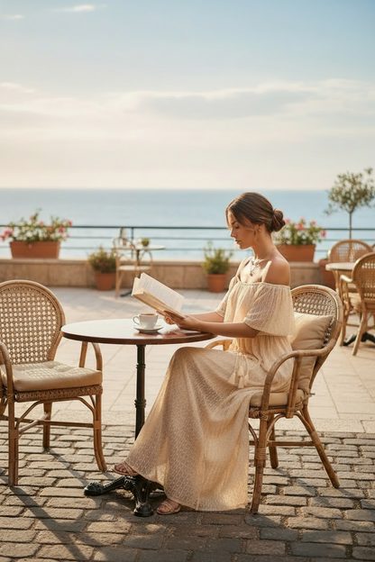 Ethereal Muse | Bohemian Off-Shoulder Ruffle Maxi Dress