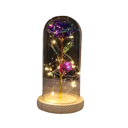 Enchanted Eternal Rose Lamp – Preserved Galaxy Flower in LED Glass Dome