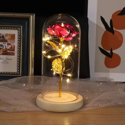Enchanted Eternal Rose Lamp – Preserved Galaxy Flower in LED Glass Dome