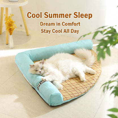 ZenBreeze | Orthopedic Rattan Woven Pet Cooling Mat Lounger