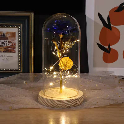 Enchanted Eternal Rose Lamp – Preserved Galaxy Flower in LED Glass Dome