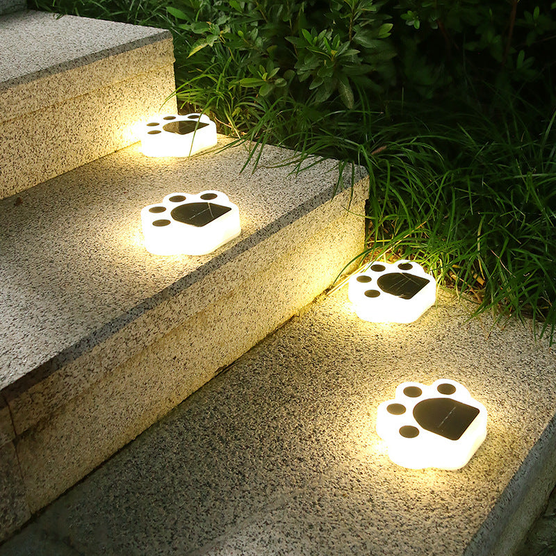 Solar Paw Print Garden Lights - Waterproof LED Decorative Pathway Lights (Auto On/Off)
