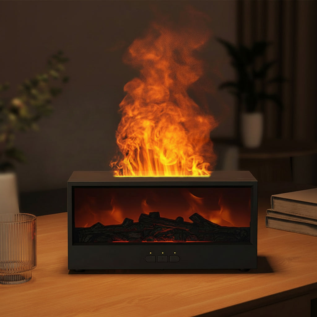 Serene Hearth | 3D Flame Simulation Aroma Diffuser & Humidifier