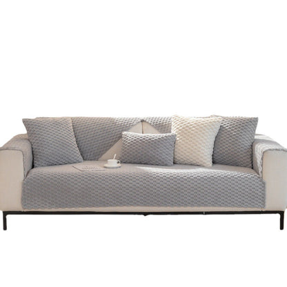 Luxury 3D Honeycomb Plush Sofa Cushion – Non-Slip Thickened Winter Couch Protector