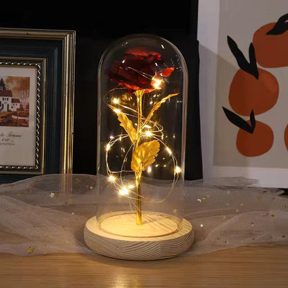 Enchanted Eternal Rose Lamp – Preserved Galaxy Flower in LED Glass Dome