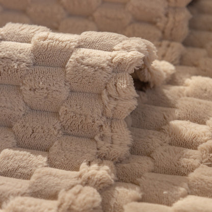 Luxury 3D Honeycomb Plush Sofa Cushion – Non-Slip Thickened Winter Couch Protector