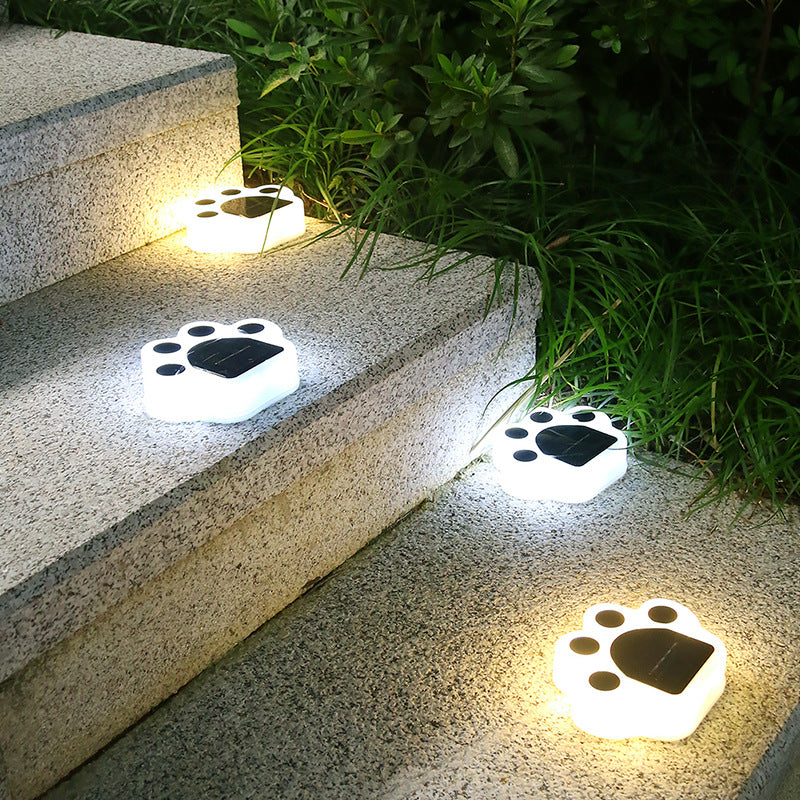 Solar Paw Print Garden Lights - Waterproof LED Decorative Pathway Lights (Auto On/Off)
