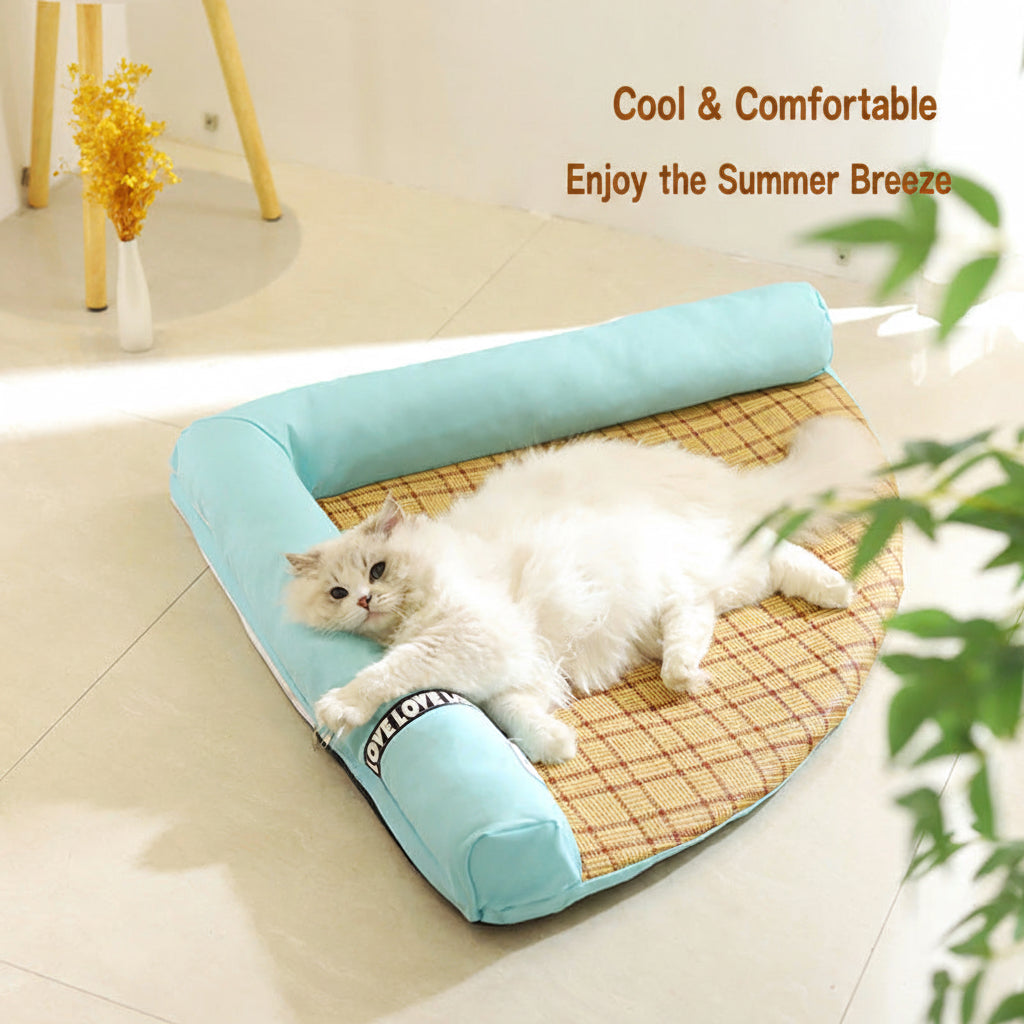 ZenBreeze | Orthopedic Rattan Woven Pet Cooling Mat Lounger