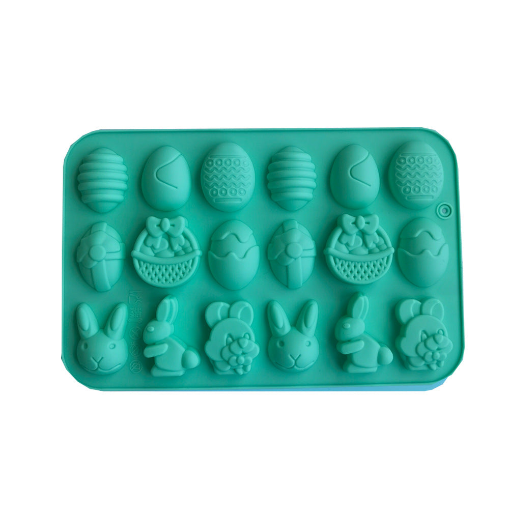 18-Cavity Easter Silicone Mold – Bunny & Egg Shapes for Chocolate, Candy, and Soap