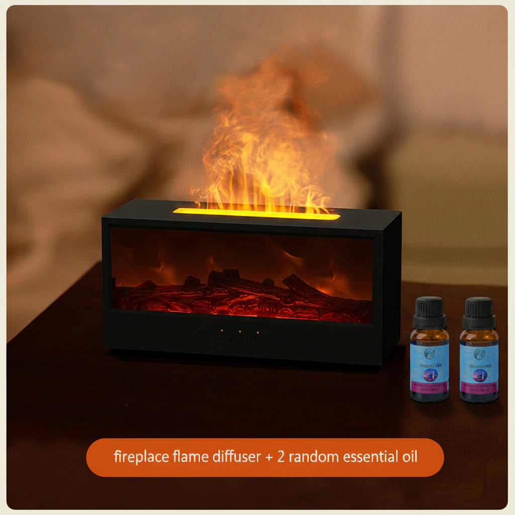 Serene Hearth | 3D Flame Simulation Aroma Diffuser & Humidifier