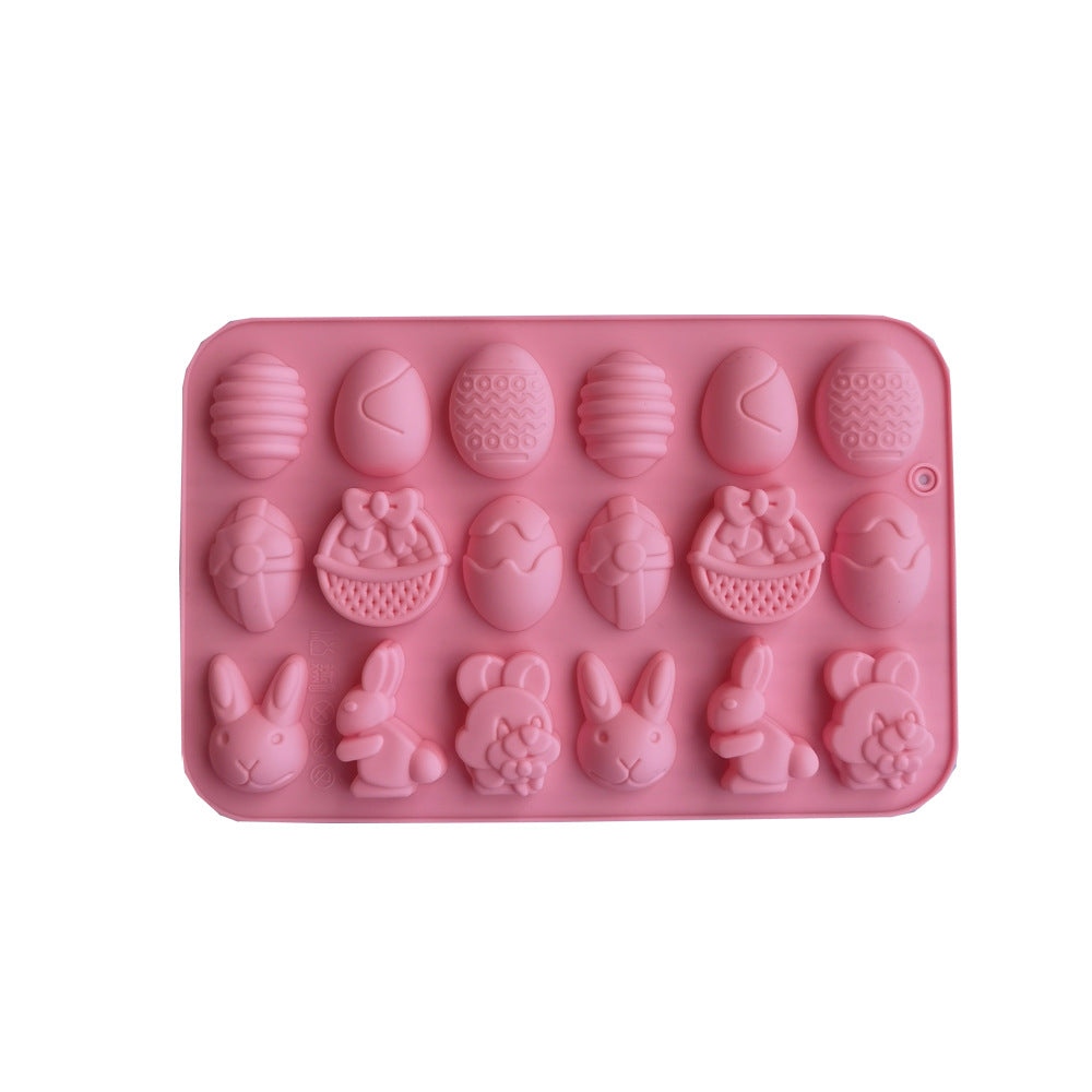 18-Cavity Easter Silicone Mold – Bunny & Egg Shapes for Chocolate, Candy, and Soap