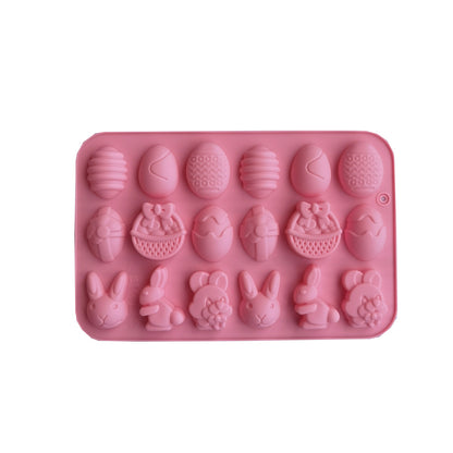 18-Cavity Easter Silicone Mold – Bunny & Egg Shapes for Chocolate, Candy, and Soap